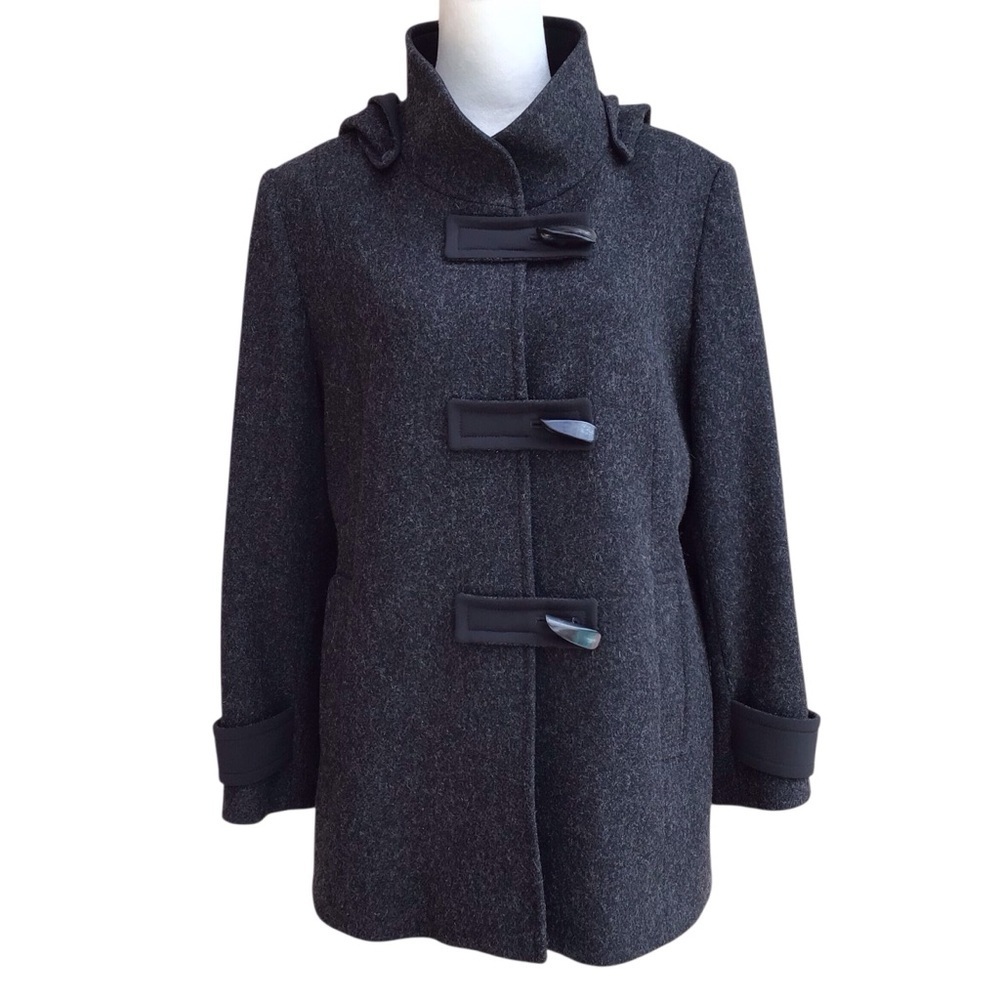 Cinzia Rocca Black Charcoal Wool Blend Coat